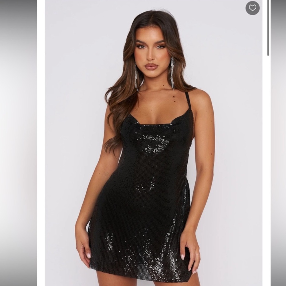 White Fox Iconic Image Metallic Black Mini Dress